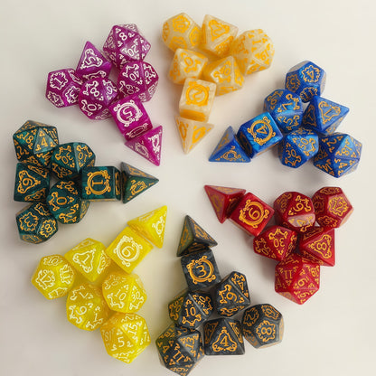 Acrylic Dice Dragon Scale Zodiac Polyhedral DnD D&D Dice Set