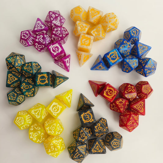 Acrylic Dice Dragon Scale Zodiac Polyhedral DnD D&D Dice Set