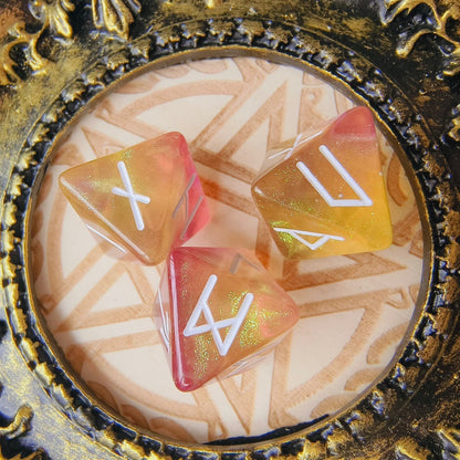 D8 Acrylic Dice ‌‌Rune-Engraved Ethereal Nebula Chameleon Zodiac Polyhedral DnD D&D Dice Set