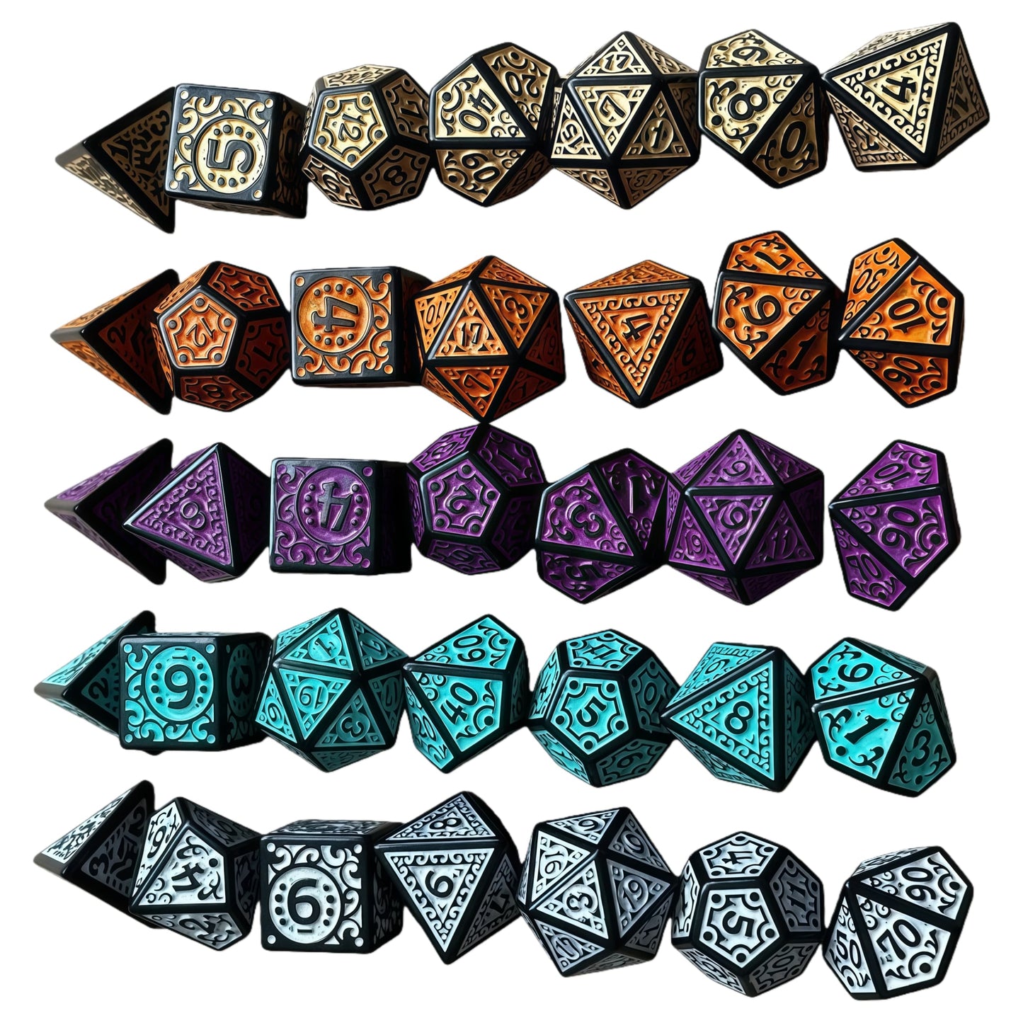 Acrylic Dice ‌New Retro Openwork Polyhedral DnD D&D Dice Set