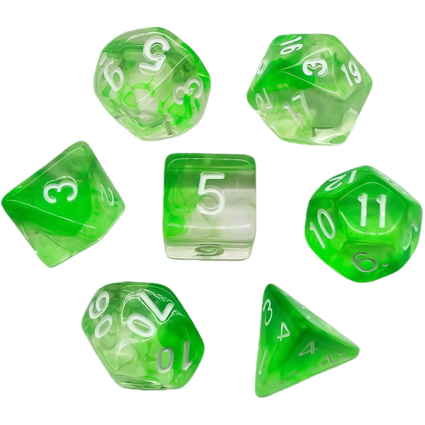 Acrylic Dice ‌Duo-Tone Crystal Wispy Polyhedral DnD D&D Dice Set