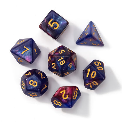 Acrylic Dice Galaxy Duo-Tone Polyhedral DnD D&D Dice Set