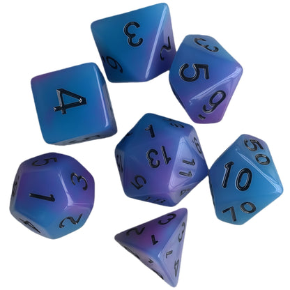 Acrylic Dice Duo-Tone Glow-in-the-Dark Polyhedral DnD D&D Dice Set