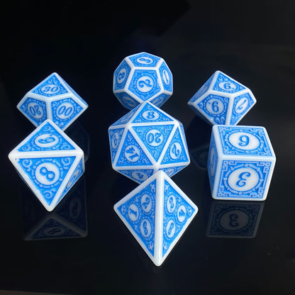Acrylic Dice Antique Pattern Polyhedral DnD D&D Dice Set