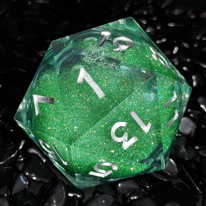 Resin Dice ‌55mm D20 Resin Dice with Glitter Liquid Core‌ DnD D&D Dice Set