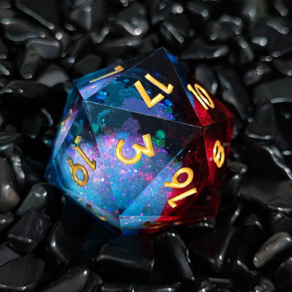 Resin Dice ‌35mm Resin Liquid Core D20 with Glitter‌ DnD D&D Dice Set