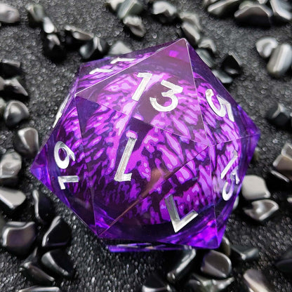 Resin Dice 55mm Resin Drifting Sand Dragon's Eye Design d20 DnD D&D Dice Set