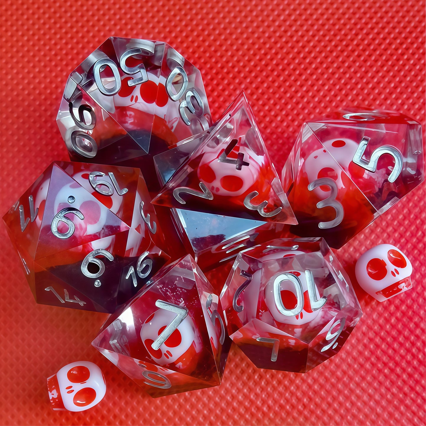 Resin Dice Halloween Skull DnD D&D Dice Set