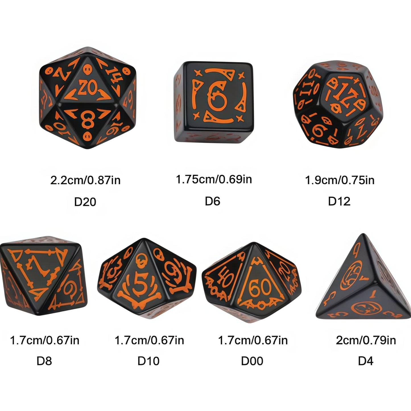 Acrylic Dice Polyhedral Halloween-Themed DnD D&D Dice Set