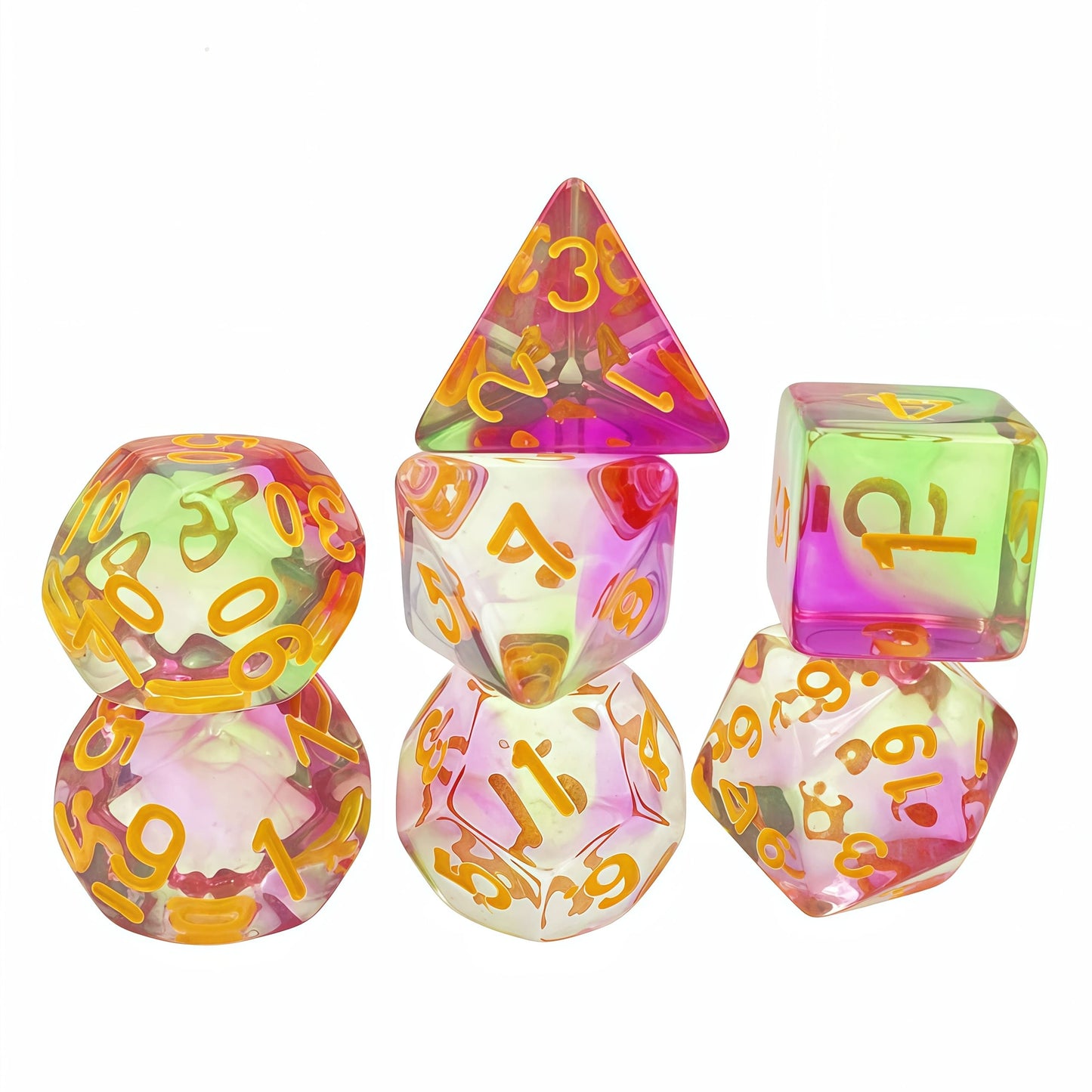 Acrylic Dice Tri-Color Polyhedral DnD D&D Dice Set