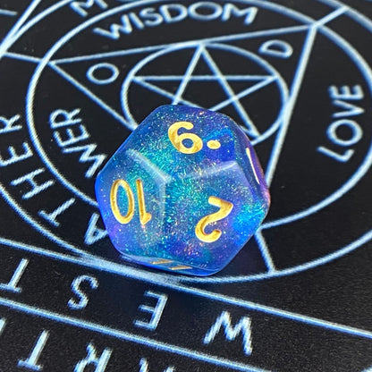 Acrylic Dice‌ Iridescent Transparent Dual-Tone 12 Zodiac Signs Dice‌ DnD D&D Dice Set
