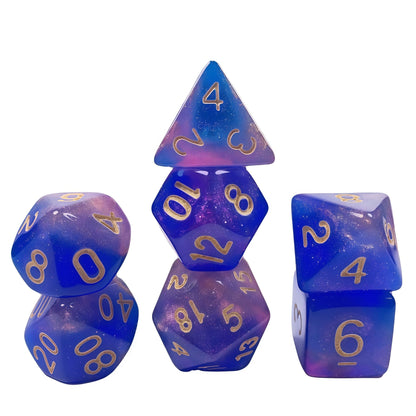 Acrylic Dice Galaxy Tri-Shift Chameleon Glitter Polyhedral DnD D&D Dice Set