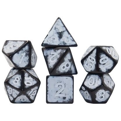 Acrylic Dice Antique Black Speckled Polyhedral DnD D&D Dice Set