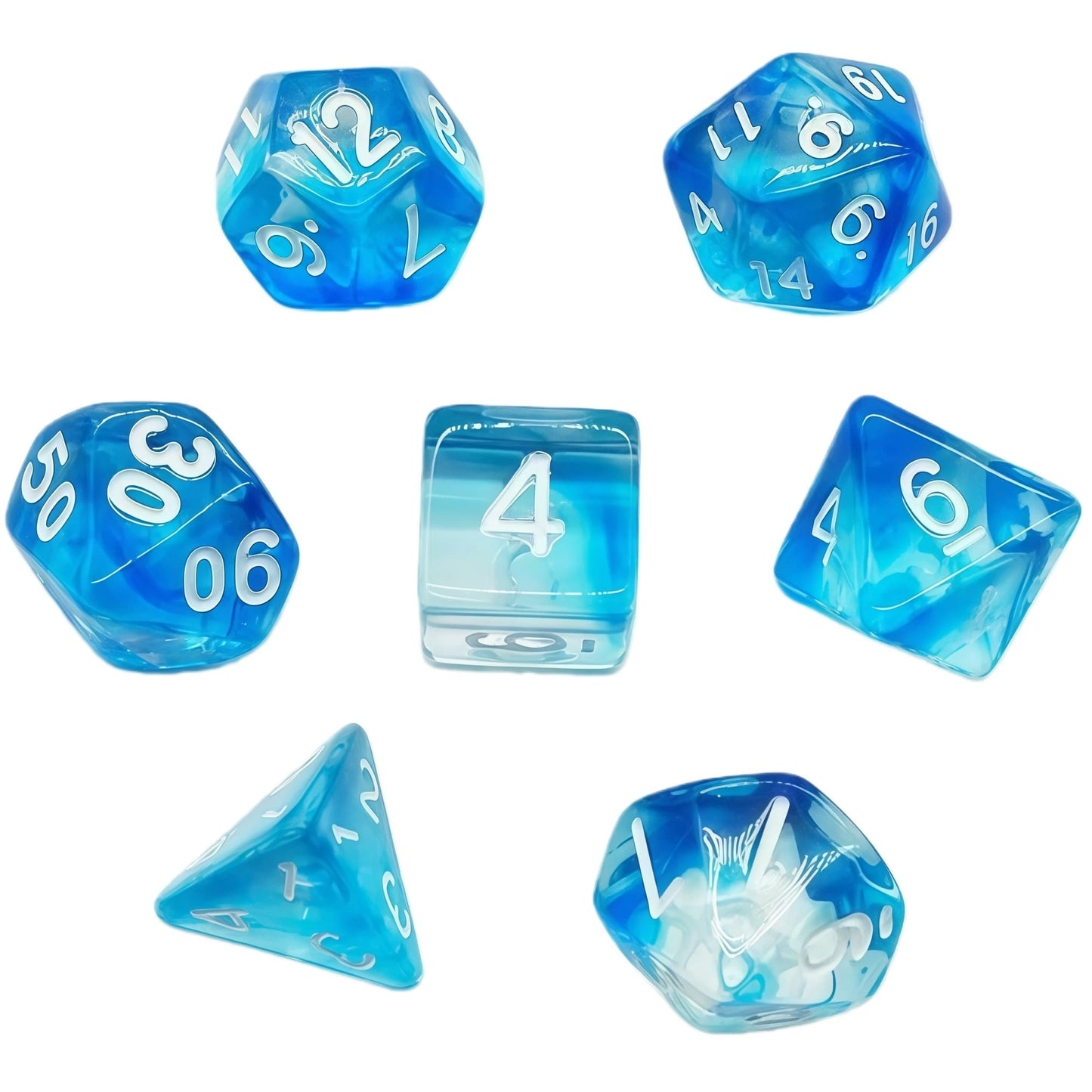 Acrylic Dice ‌Duo-Tone Crystal Wispy Polyhedral DnD D&D Dice Set