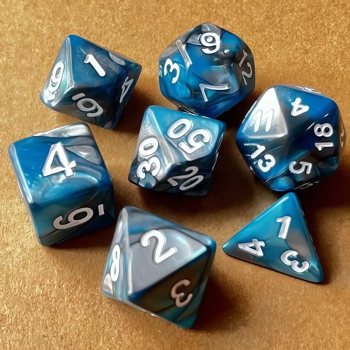 Acrylic Dice ‌Duo-Tone Polyhedral DnD D&D Dice Set