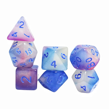 Acrylic Dice ‌Glow Galaxy Tri-Shift Chameleon Polyhedral DnD D&D Dice Set