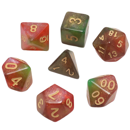 Acrylic Dice Galaxy Tri-Shift Chameleon Glitter Polyhedral DnD D&D Dice Set