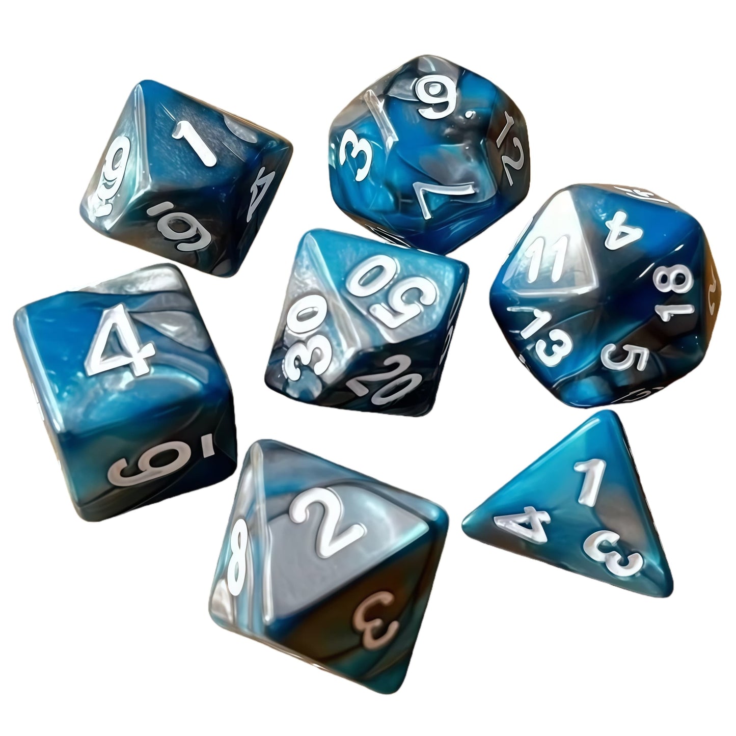 Acrylic Dice Duo-Tone Gold & Silver Polyhedral DnD D&D Dice Set