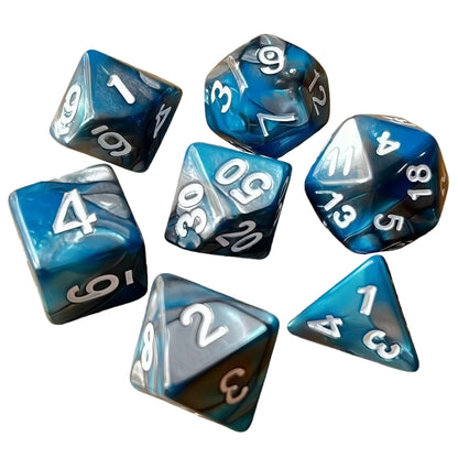 Acrylic Dice Duo-Tone Gold & Silver Polyhedral DnD D&D Dice Set