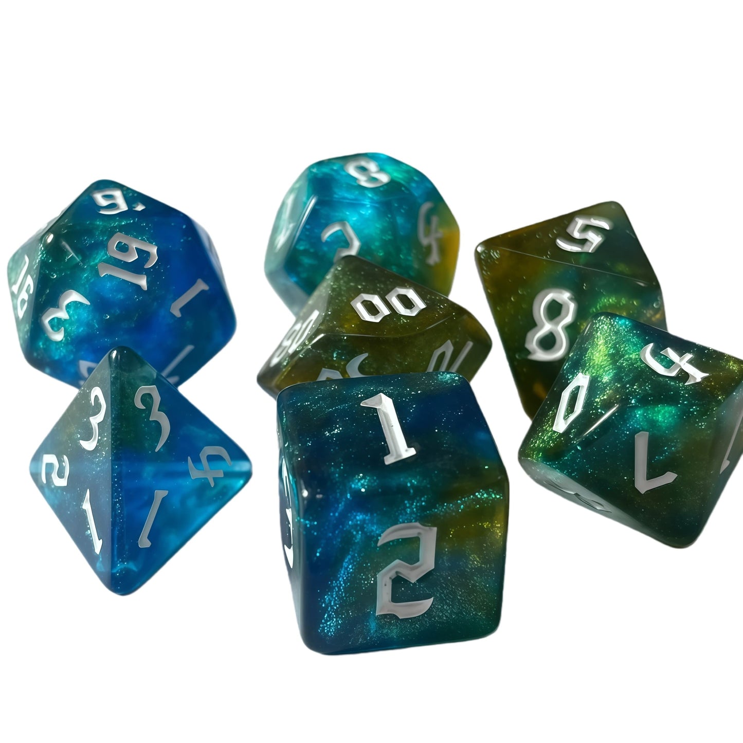 Acrylic Dice ‌New Duo-Shift Chameleon Polyhedral DnD D&D Dice Set