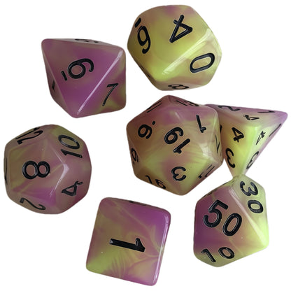 Acrylic Dice Duo-Tone Glow-in-the-Dark Polyhedral DnD D&D Dice Set