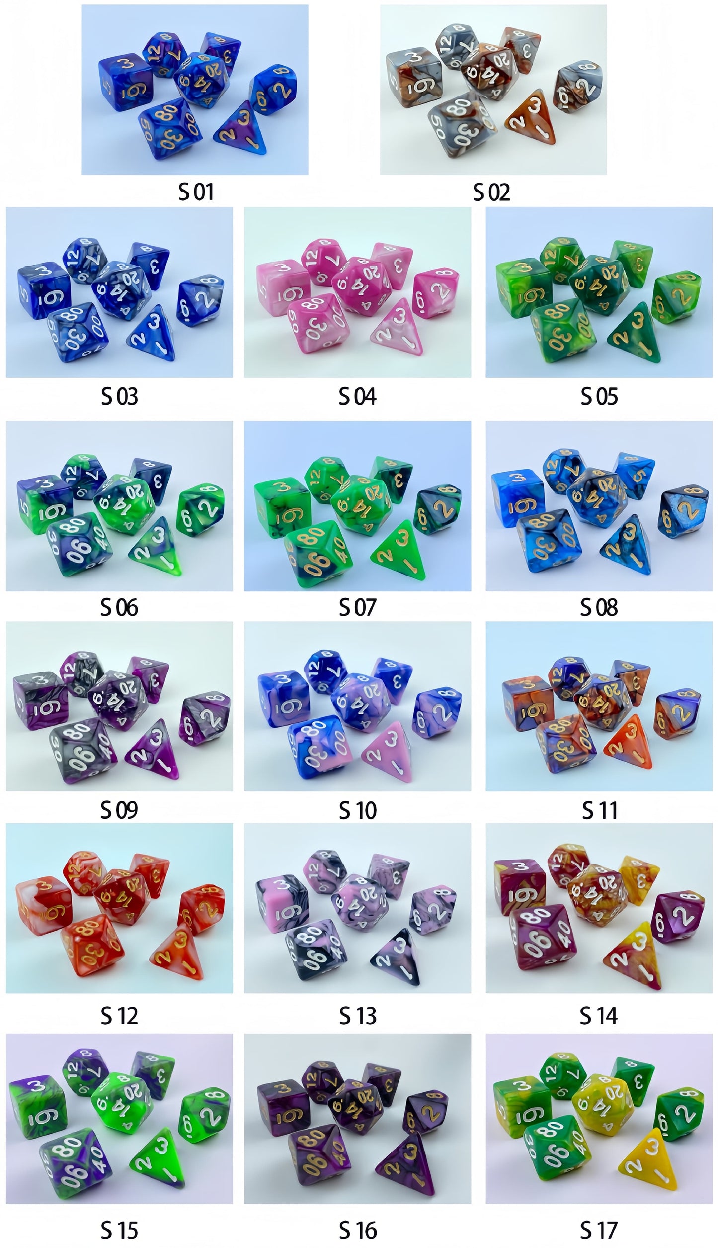 Acrylic Dice ‌Bi-color Polyhedral Dice‌ DnD D&D Dice Set
