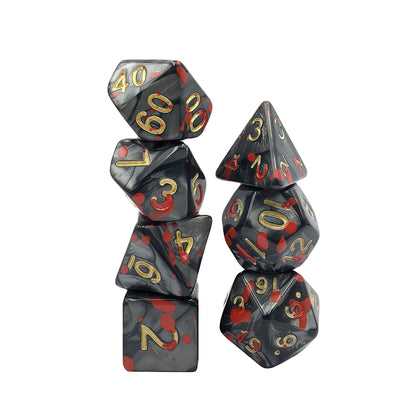 Acrylic Dice Pearl Black Pearl Blood Splatter Polyhedral Pearl Black Pearl Blood Splatter Polyhedral