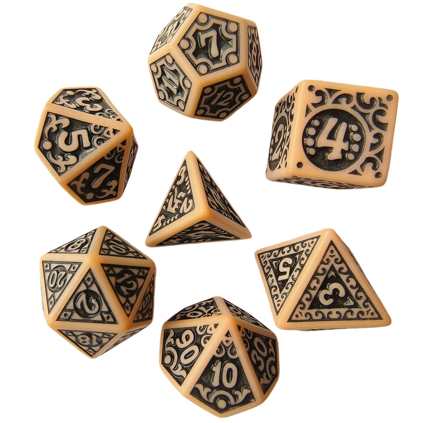 Acrylic Dice ‌Openwork Number Cutout Polyhedral DnD D&D Dice Set