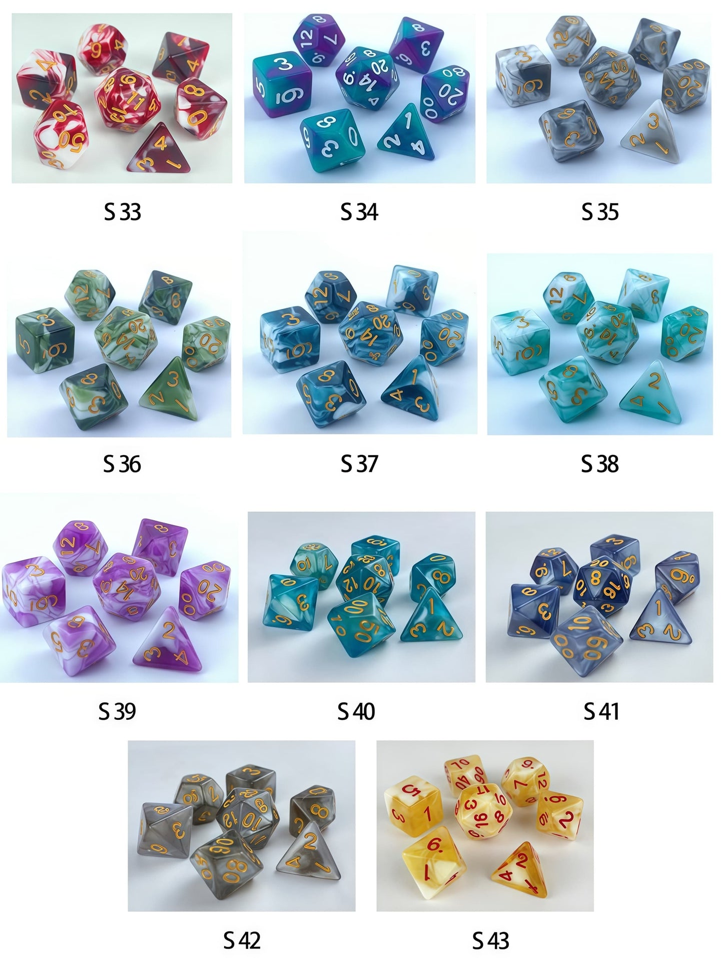Acrylic Dice ‌Bi-color Polyhedral Dice‌ DnD D&D Dice Set