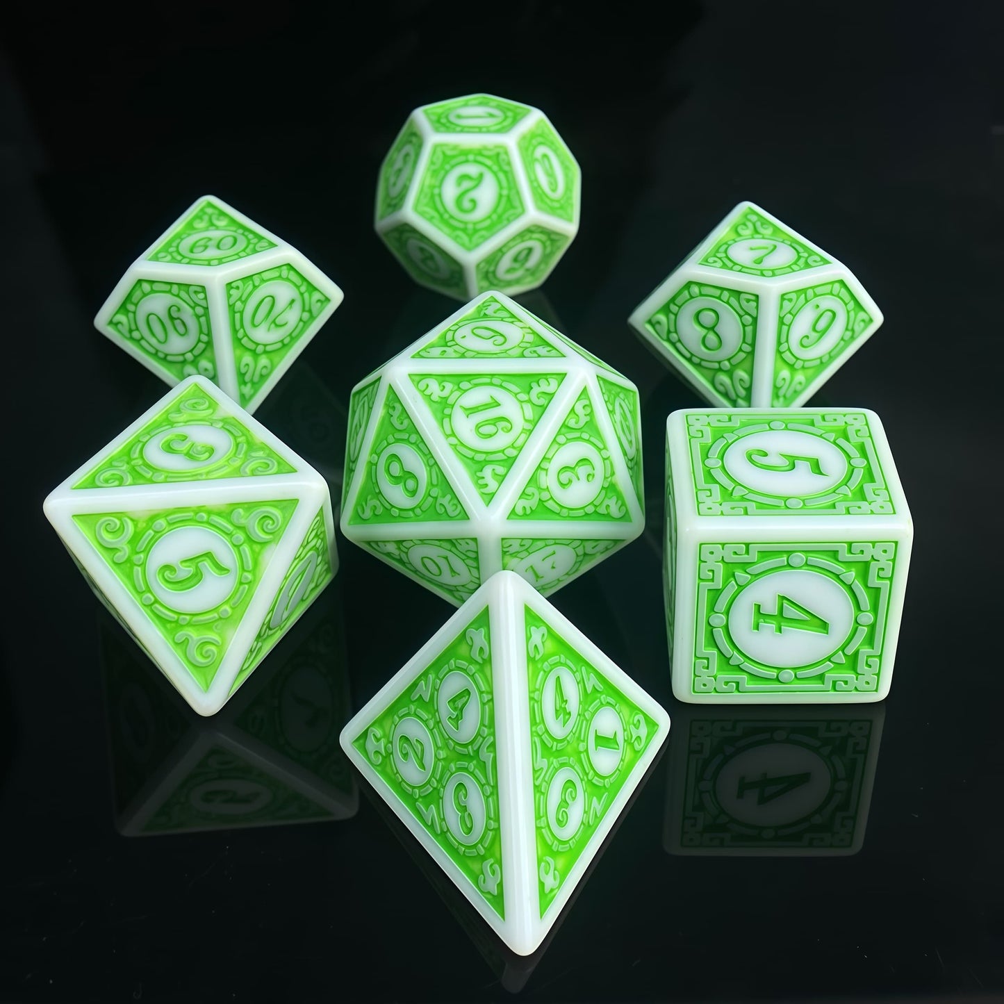 Acrylic Dice Antique Pattern Polyhedral DnD D&D Dice Set