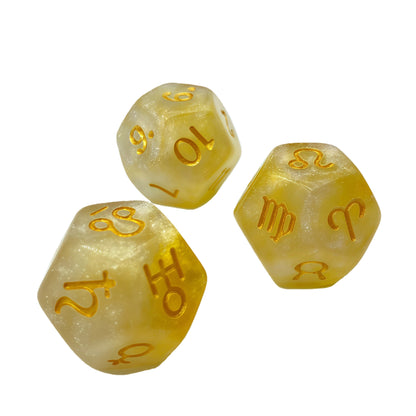 Acrylic Dice ‌12-Zodiac Polyhedral DnD D&D Dice Set