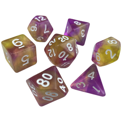 Dés acryliques bicolores à paillettes transparentes polyédriques pour D&amp;D