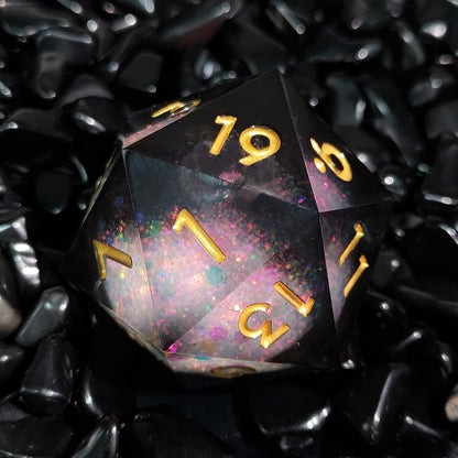 Resin Dice ‌35mm Resin Liquid Core D20 with Glitter‌ DnD D&D Dice Set