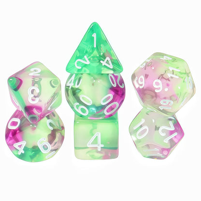 Acrylic Dice Tri-Color Polyhedral DnD D&D Dice Set