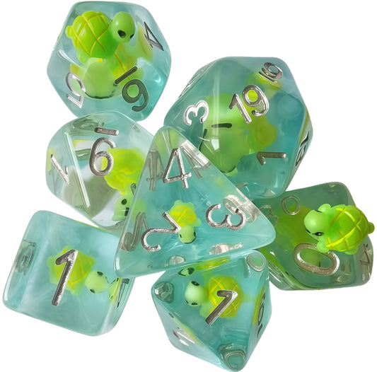 Resin Dice ‌Cartoon Turtle DnD D&D Dice Set