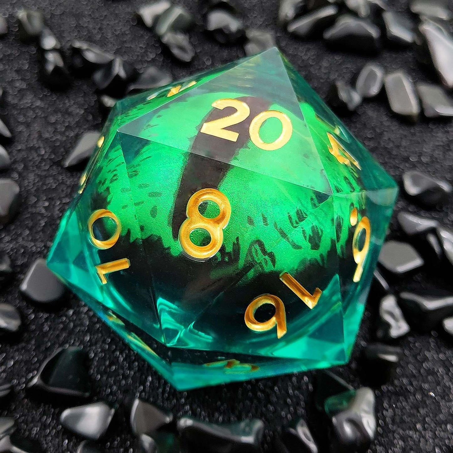 Resin Dice 55mm Resin Drifting Sand Dragon's Eye Design d20 DnD D&D Dice Set