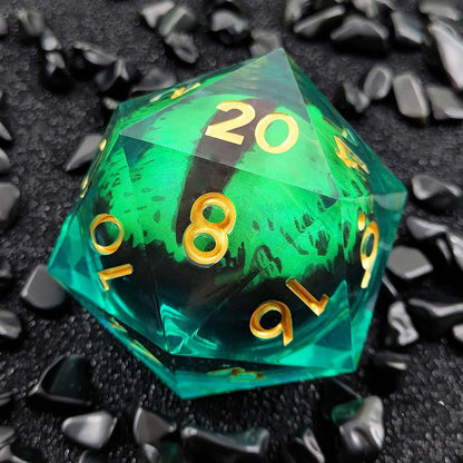 Resin Dice 55mm Resin Drifting Sand Dragon's Eye Design d20 DnD D&D Dice Set