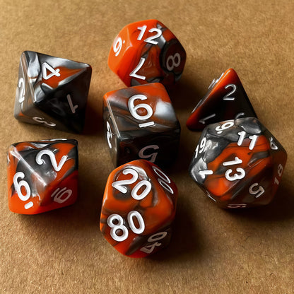 Acrylic Dice Duo-Tone Gold & Silver Polyhedral DnD D&D Dice Set