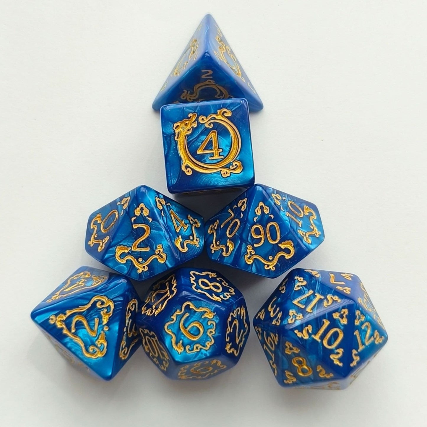 Acrylic Dice Dragon Scale Zodiac Polyhedral DnD D&D Dice Set