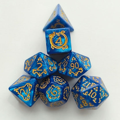 Acrylic Dice Dragon Scale Zodiac Polyhedral DnD D&D Dice Set
