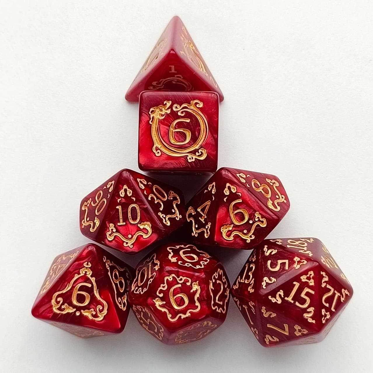 Acrylic Dice Dragon Scale Zodiac Polyhedral DnD D&D Dice Set