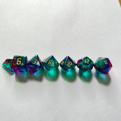 Acrylic Dice‌ New Duo-Shift Chameleon Polyhedral DnD D&D Dice Set