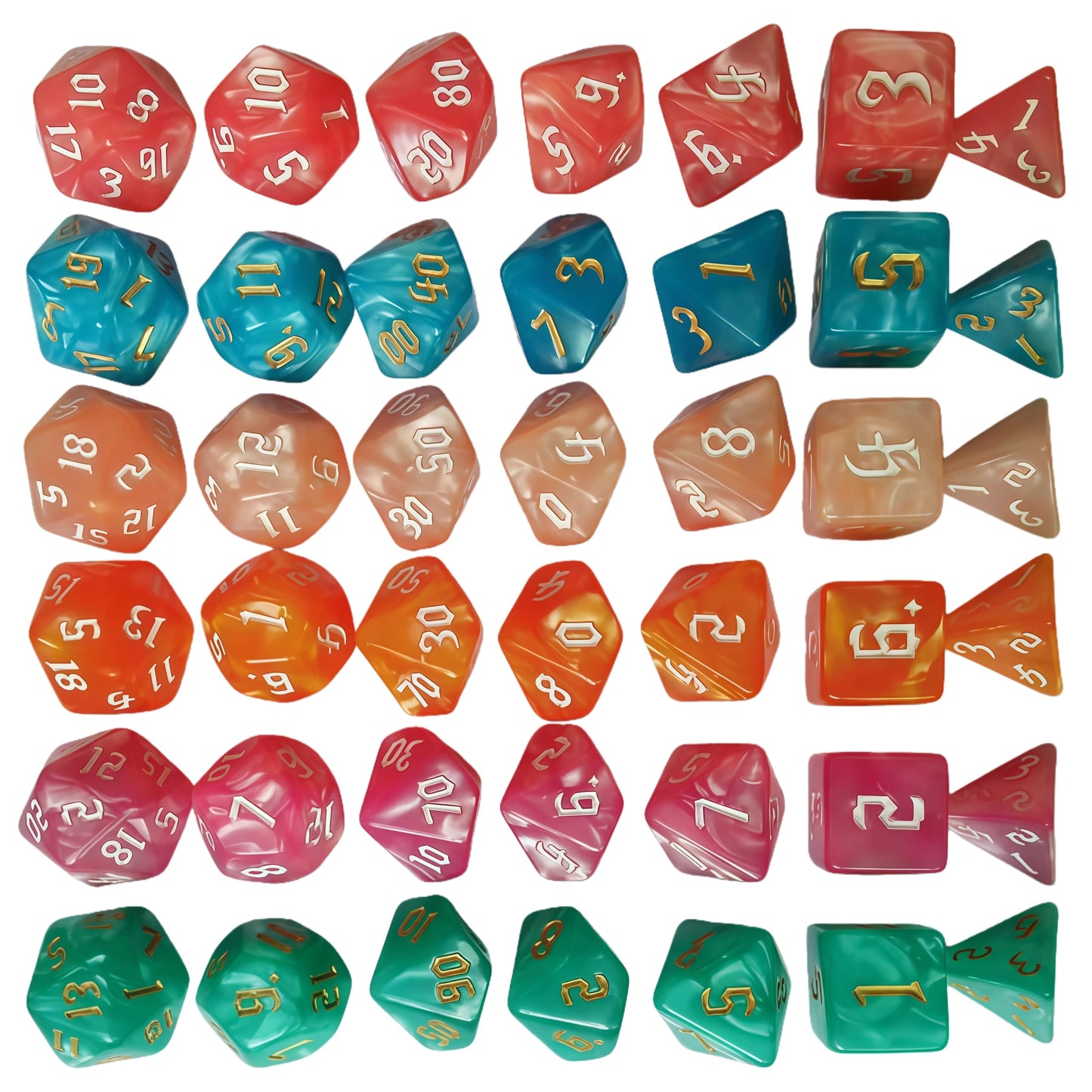 Acrylic Dice ‌Pearlescent Macaron Pastels Polyhedral DnD D&D Dice Set