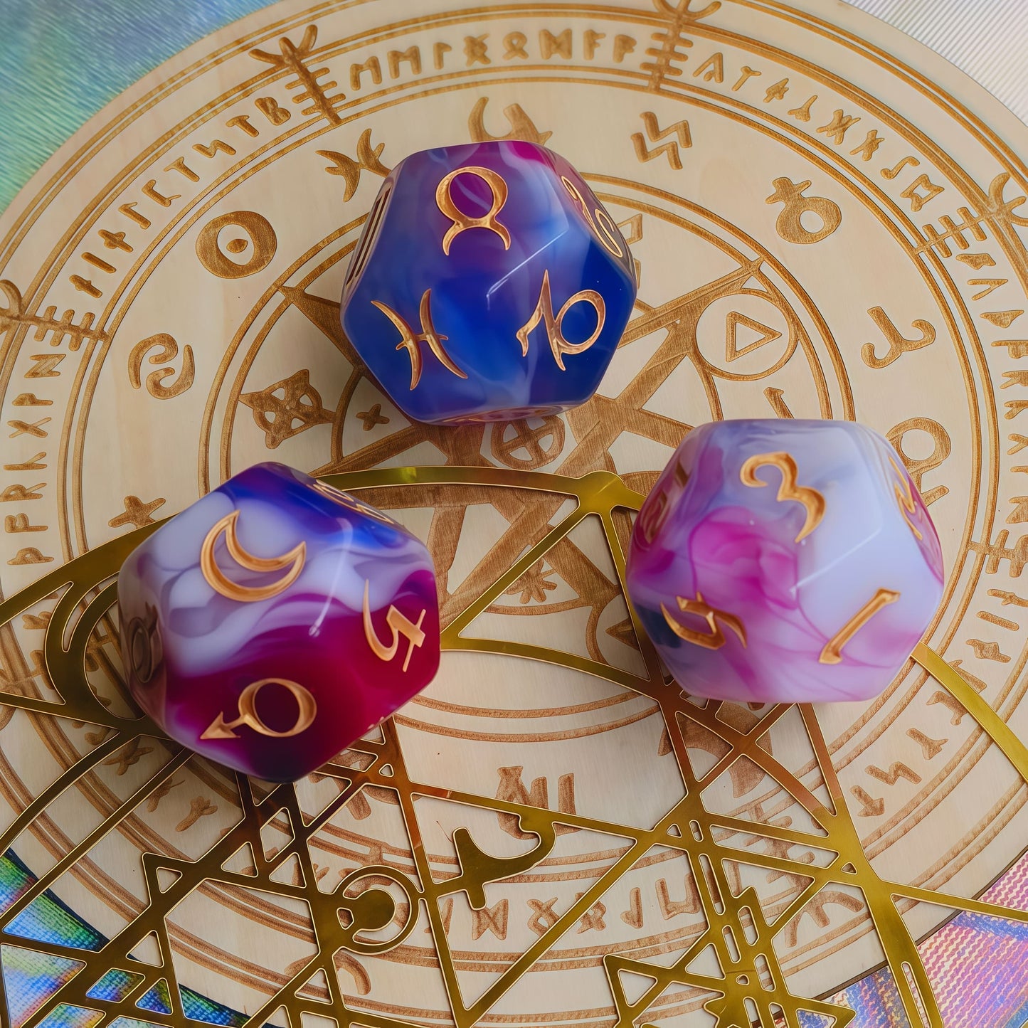 Acrylic Dice ‌D12-Sided Multi-Color Star Constellation Polyhedral DnD D&D Dice Set