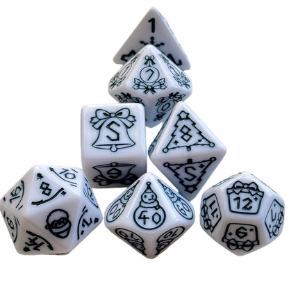 Acrylic Dice ‌Christmas Frosted White Polyhedral DnD D&D Dice Set