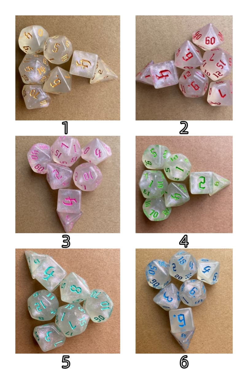 Acrylic Dice ‌White Chameleon Polyhedral DnD D&D Dice Set