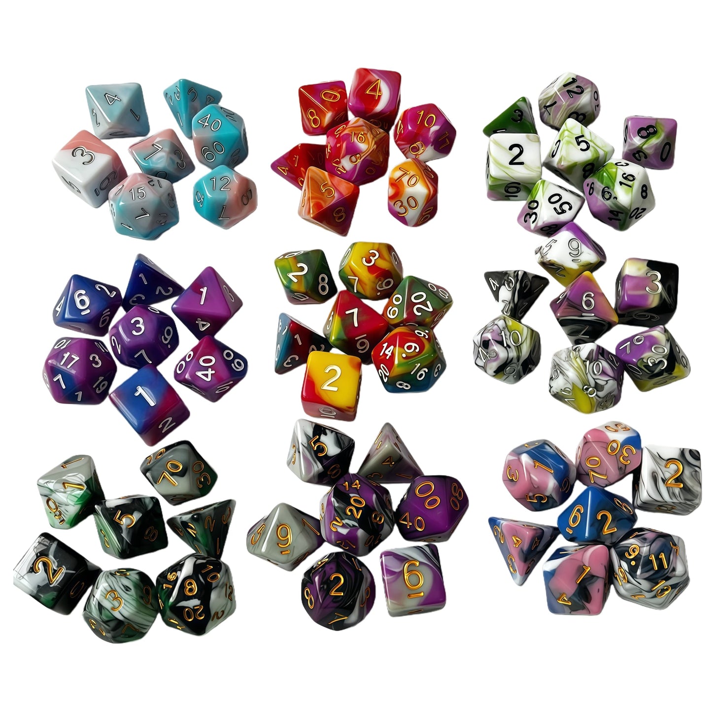 Acrylic Dice ‌New Quad-Tone Polyhedral DnD D&D Dice Set