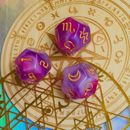 Acrylic Dice ‌D12-Sided Multi-Color Star Constellation Polyhedral DnD D&D Dice Set