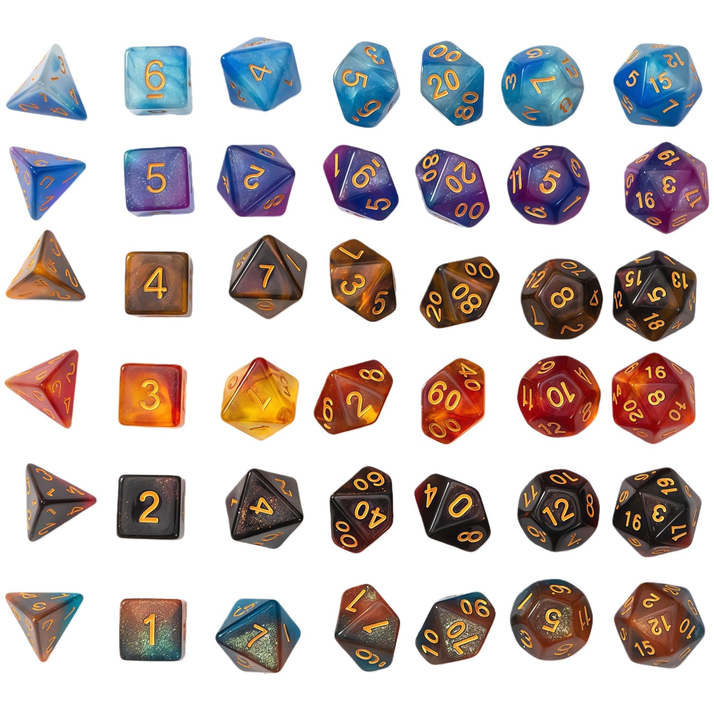 Acrylic Dice New Duo-Shift Chameleon Polyhedral DnD D&D Dice Set