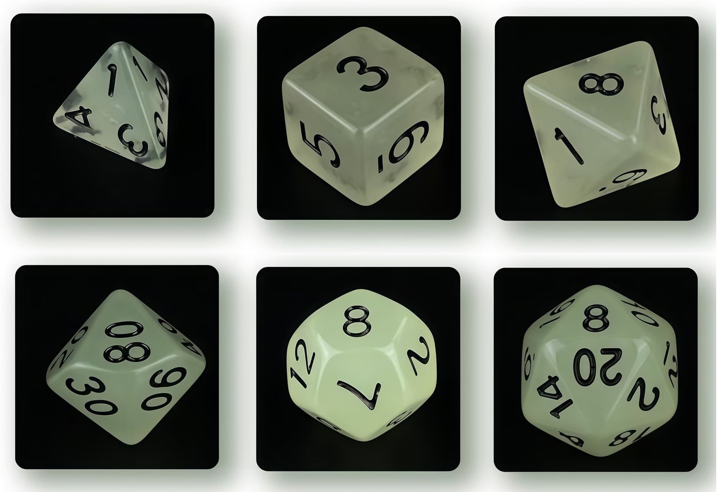 Acrylic Dice‌ Glow-in-the-Dark Polyhedral DnD D&D Dice Set